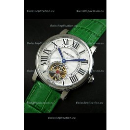 Cartier Ronde de Tourbillon Japanese Replica Watch in Green Strap