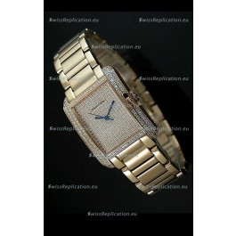 Cartier Tank Anglaise Ladies Replica Watch in Yellow Gold Case/Strap