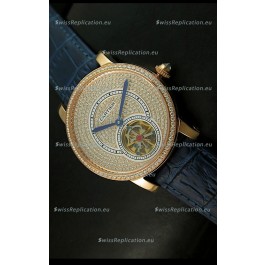 Ronde De Cartier Tourbillon Replica Watch Pink Gold Case - Purple Strap