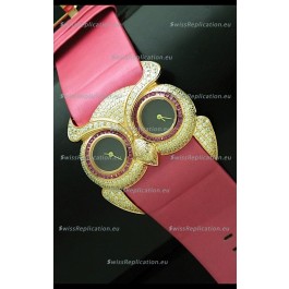 Chopard Animal World Ladies Owl Black Full Diamond Watch in Black Dial