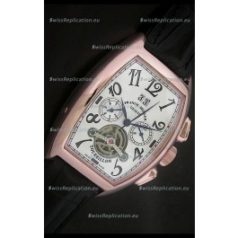 Franck Muller Tourbillon Japanese Replica Watch in Pink Rose Case 