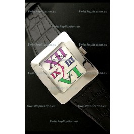 Franck Muller Geneve Infinity Japanese Steel Watch in Multi Color Roman Markers