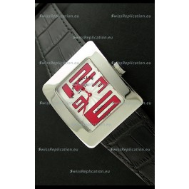 Franck Muller Geneve Infinity Japanese Steel Watch in Red Numeral Markers