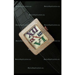 Franck Muller Geneve Infinity Japanese Gold Watch in Multi Color Roman Markers
