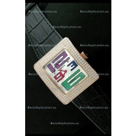 Franck Muller Geneve Infinity Japanese Gold Watch in Multi Color Numeral Markers