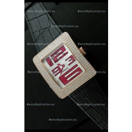 Franck Muller Geneve Infinity Japanese Gold Watch in Red Numeral Markers