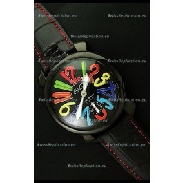 Gaga Milano Italy Japanese Replica PVD Watch in Black Dial