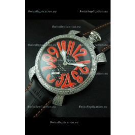 Gaga Milano Italy Manuale Replica Japanese Watch in Orange Markers