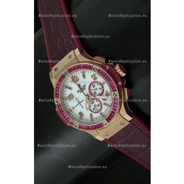 Hublot Big Bang All Black Edition Japanese Quartz Watch in Red Color