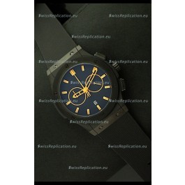 Hublot Big Bang Classic Fusion Chrono Japanese Watch with Yellow Markers Ceramic Case