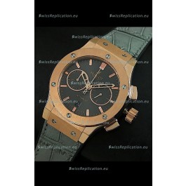 Hublot Big Bang Classic Fusion Swiss Replica Rose Gold Watch in Grey Strap