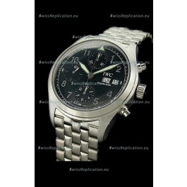 IWC Der Flieger Chronograph Swiss Replica Watch in Black Dial