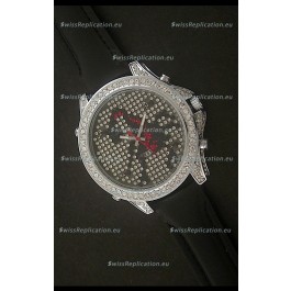 Five Time Zones J&C Imitations Japanese Watch in Full Diamonds
