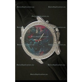 Five Time Zones J&C Imitations Japanese Watch in Full Diamonds