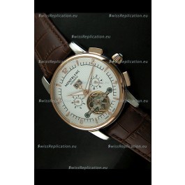 Mont Blanc Flying Tourbillon Japanese Replica Watch with Gold Bezel