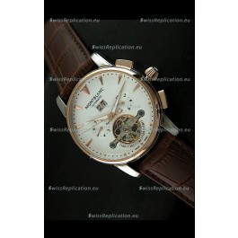 Mont Blanc Flying Tourbillon Japanese Replica Watch with Gold Bezel