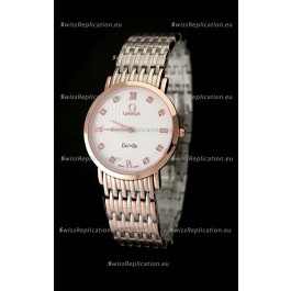 Omega DeVelie Japanese Replica Rose Gold Watch 