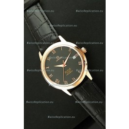 Omega DeVelie Co-Axial Chronometer Japanese Rose Gold Watch in Black Dial