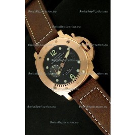 Panerai Luminor Submersible 1000M Japanese Automatic Rose Gold Watch in Black Dial