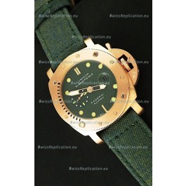 Panerai Luminor Submersible 1000M Japanese Automatic Rose Gold Watch in Green Dial