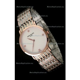 Patek Philippe Geneve Men Japanese Rose Gold Watch in Diamond Hour Markers