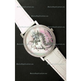 Piaget Mecanique Dragon Replica Watch in White Leather Strap