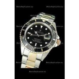 Rolex Submariner Swiss Watch in Black Bezel Two Tone Case