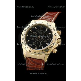 Rolex Daytona Cosmograph Swiss Replica Gold Watch in Black Dial