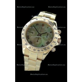 Rolex Daytona Cosmograph Swiss Replica Gold Watch in Color Mother of Pearl