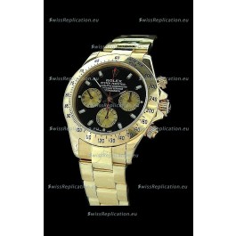Rolex Daytona Cosmograph Swiss Replica Gold Watch in Black Dial