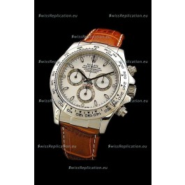Rolex Daytona Cosmograph Swiss Replica Steel Watch in White Dial