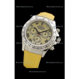 Rolex Daytona Cosmograph Swiss Replica Steel Watch in Yellow Pearl Dial