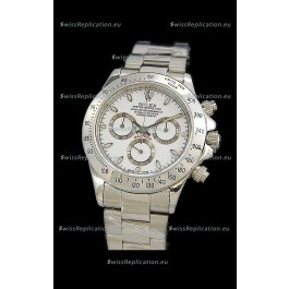 Rolex Daytona Cosmograph Swiss Replica Steel Watch in White Dial