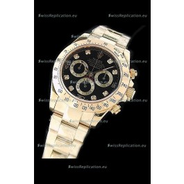 Rolex Daytona Cosmograph Swiss Replica Gold Watch in Black Dial