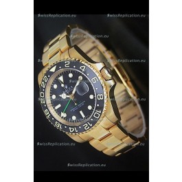 Rolex GMT Master II Swiss Replica Gold Watch in Black Dial