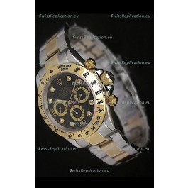 Rolex Daytona Japanese Replica Two Tone Gold Watch in Black Dial