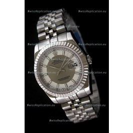 Rolex Datejust Mens Swiss Replica Watch in White & Grey Dial