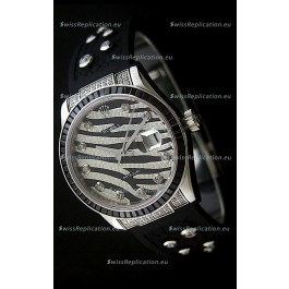 Rolex Datejust Mens Swiss Replica Leopard Watch in Diamand Markers