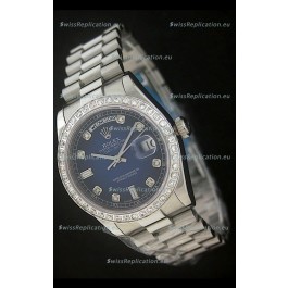 Rolex Day Date Just Japanese Replica Watch in Dark Blue Dial