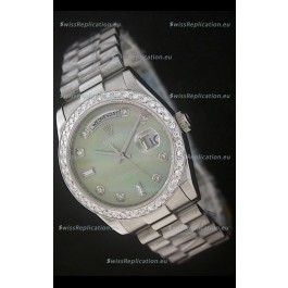 Rolex Day Date Just swiss Replica Watch in Light Green Dial