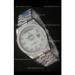 Rolex Day Date Just Japanese Replica Watch in White Dial