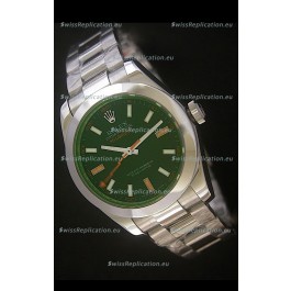 Rolex Oyster Perpetual Milgauss Swiss Replica Stainless Steel Watch in Black Dial