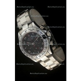 Rolex Daytona Cosmograph Swiss Replica Stainless Steel Watch in Black Dial