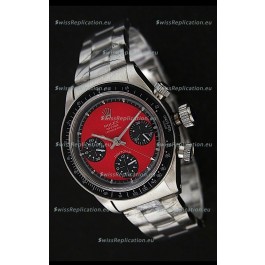 Rolex Daytona Cosmograph Swiss Replica Stainless Steel Watch in Red Dial