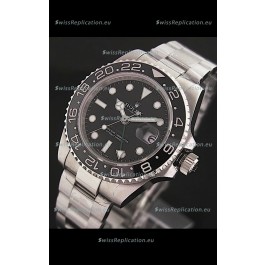 Rolex GMT Master II Swiss Replica Steel Watch in Black Dial