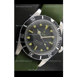 Rolex Submariner Swiss Replica Watch in Domed Crystal Green Nylon Strap