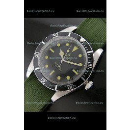 Rolex Submariner Swiss Replica Watch in Domed Crystal Green Nylon Strap