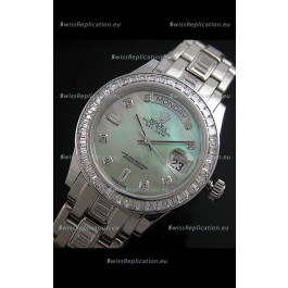 Rolex Oyster Perpetual Day Date Japanese Replica Watch in Green Mother of Pearl Dial 