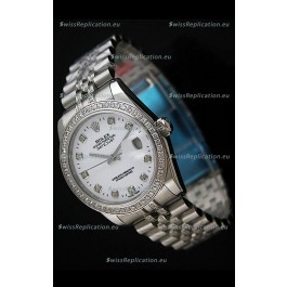 Rolex DateJust Swiss Mens Replica Silver Watch in Diamond Markers