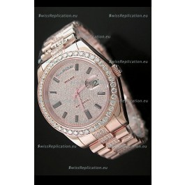 Rolex Day Date Japanese Automatic Rose Gold Watch in Ruby Stick Markers